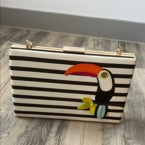 Kate Spade Black and White Toucan Clutch